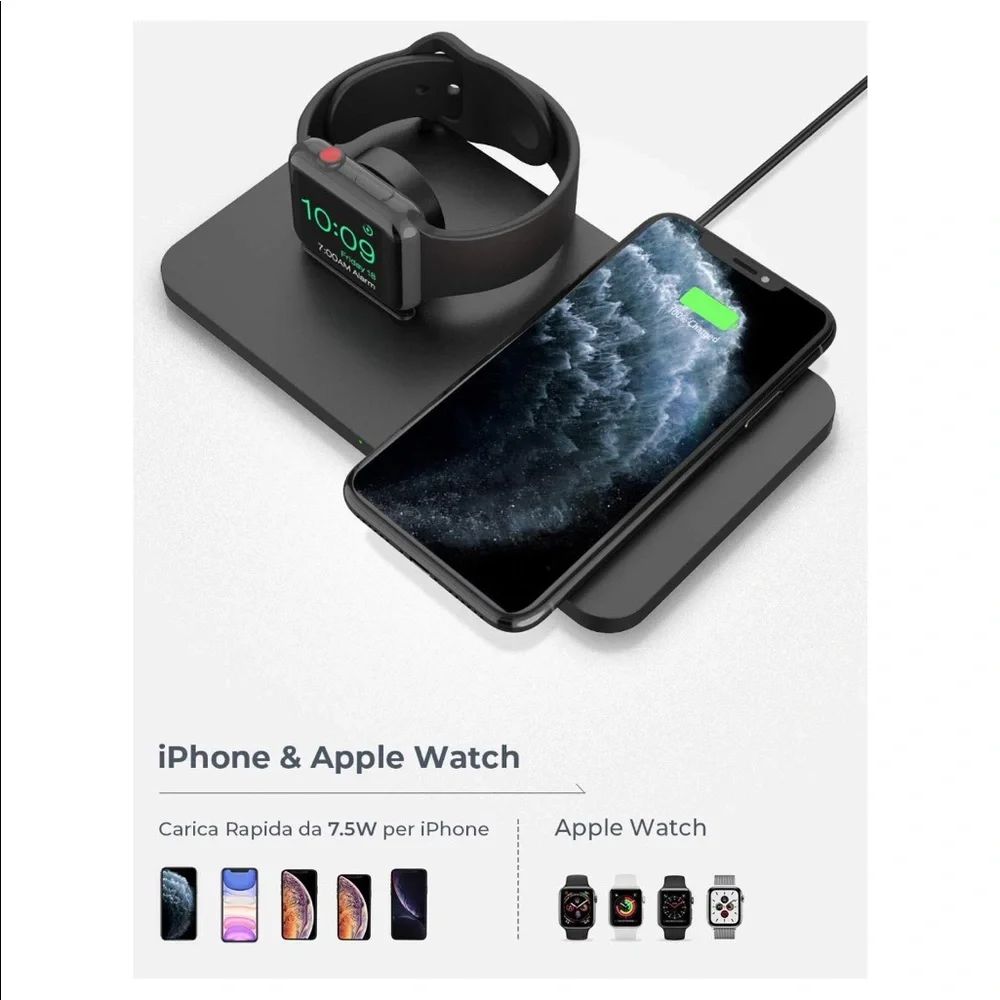 Wireless Charger, Seneo 2 in 1 Dual Wireless Charging Pad with iWatch Stand